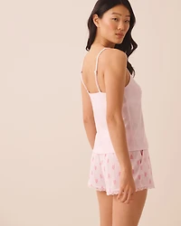 Camisole en pointelle à soutien intégré broderie hibiscus