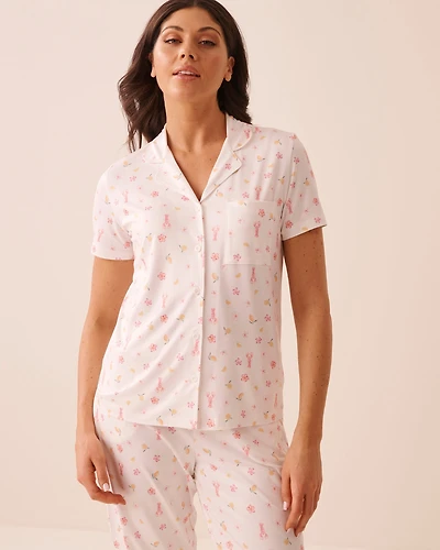 Watercolour Floral Print Super Soft Button-down Shirt