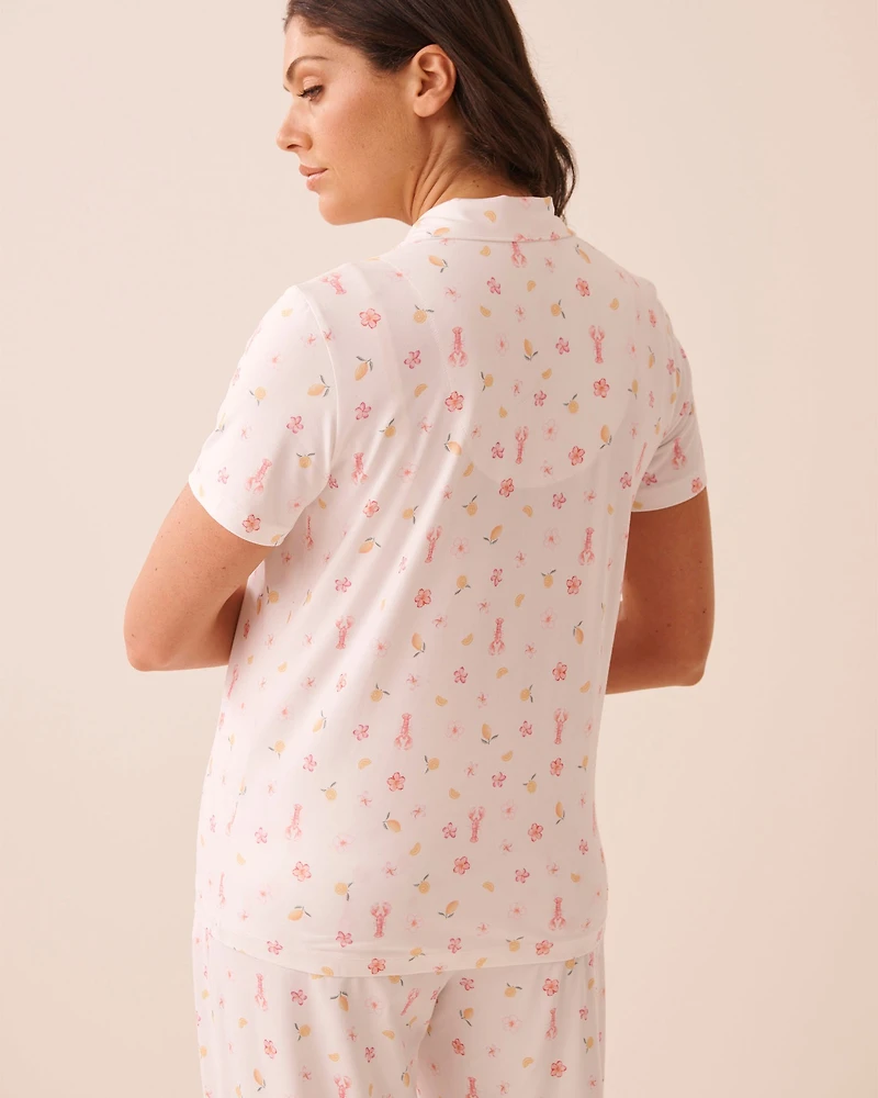 Watercolour Floral Print Super Soft Button-down Shirt