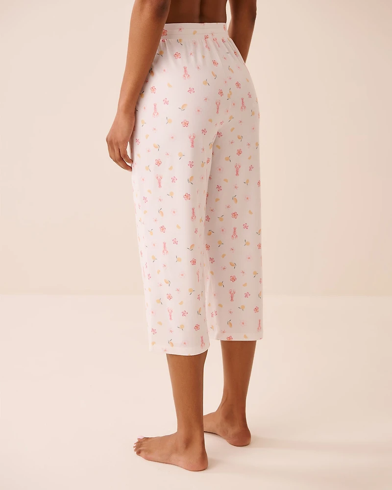 Watercolour Floral Print Super Soft Pajama Capris