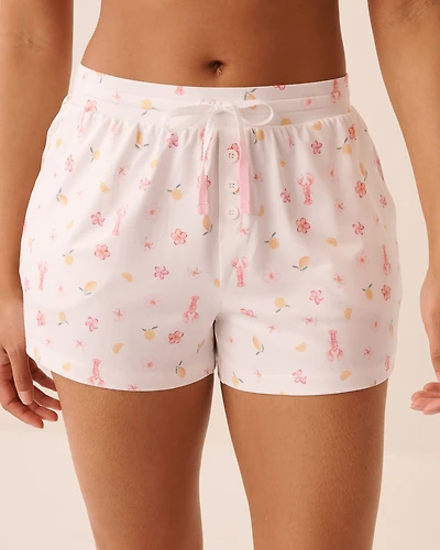 Short de pyjama ultra doux imprimé floral aquarelle