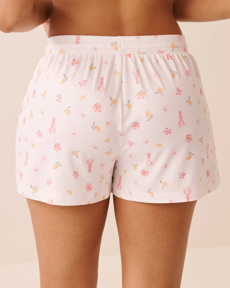Short de pyjama ultra doux imprimé floral aquarelle