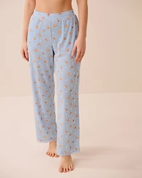 Hibiscus Print Lace Trim Pointelle Pajama Pants
