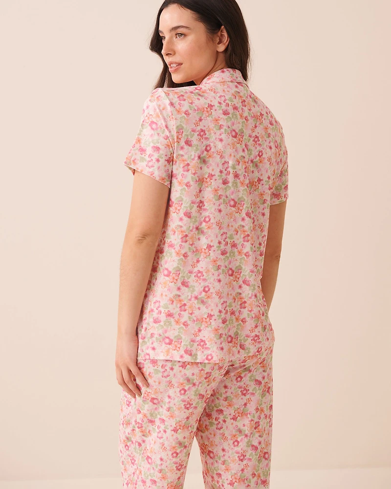 Watercolour Floral Print Super Soft Button-down Shirt