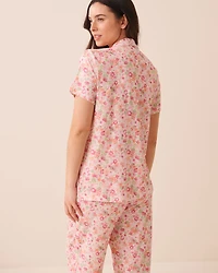 Watercolour Floral Print Super Soft Button-down Shirt