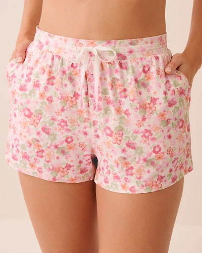 Watercolour Floral Print Super Soft Pajama Shorts