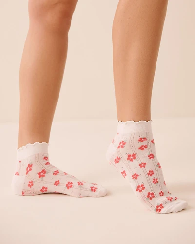 Hibiscus Pointelle Ankle Socks