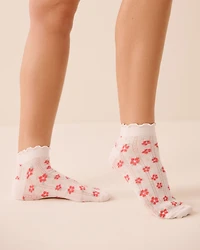 Hibiscus Pointelle Ankle Socks