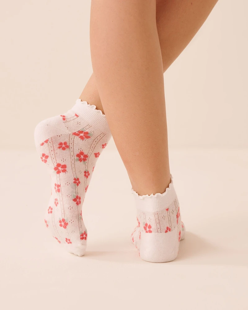 Hibiscus Pointelle Ankle Socks