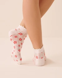 Hibiscus Pointelle Ankle Socks