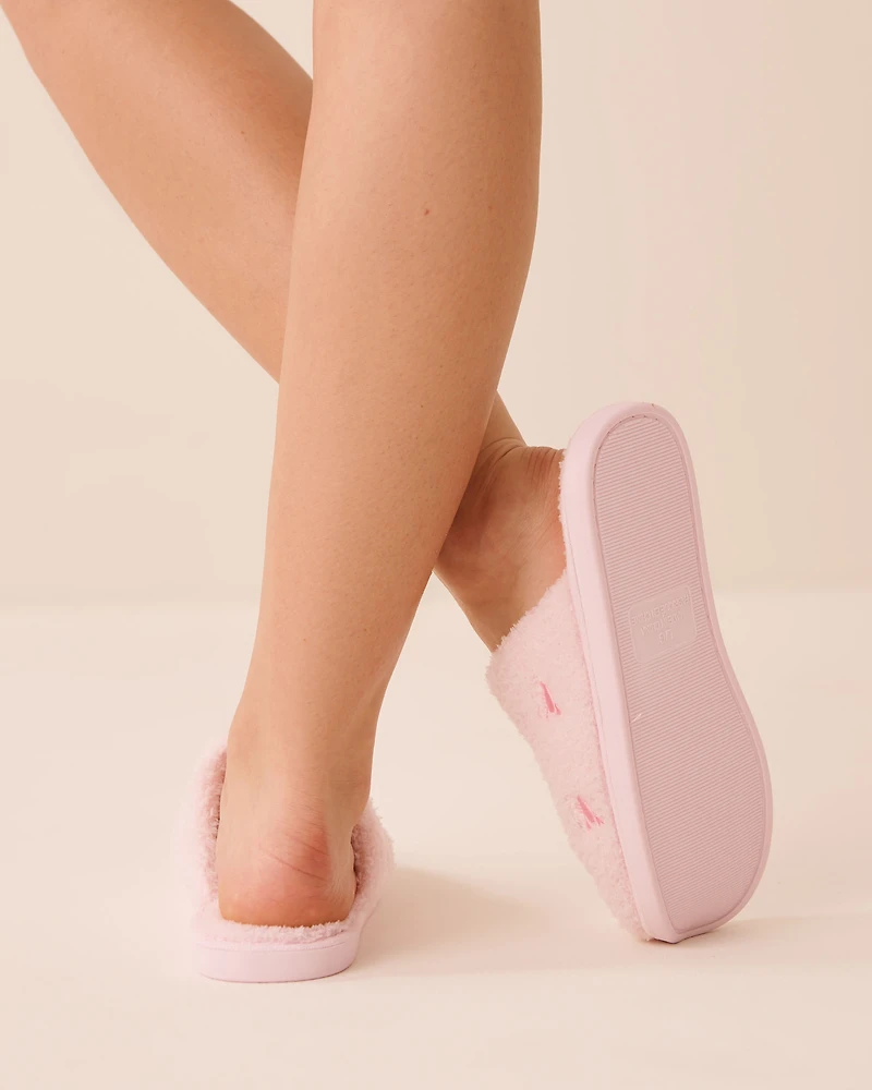 Pantoufles en fausse fourrure bouclée broderies homards