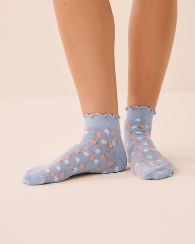 Hibiscus Pointelle Ankle Socks
