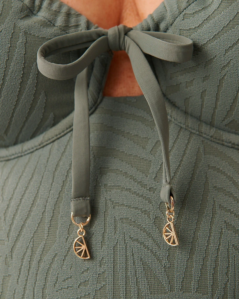 Maillot une-piece plongeant froncé EARTHY GREEN