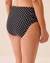 POLKA DOT Light Control Shirred-Side High-Waist Bikini Bottom