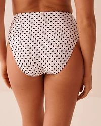 Bas de bikini taille haute côtés plissés maintien léger POLKA DOT