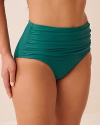 TEAL GREEN Draped High Waist Bikini Bottom