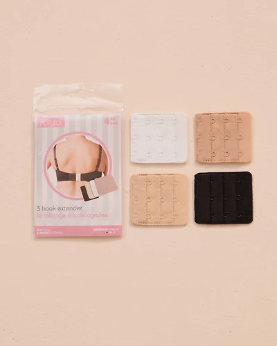 4Pcs Set of 3/4'' 3-Hook Bra Extenders