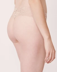Lot de 5 culottes tanga microfibre et large bande dentelle