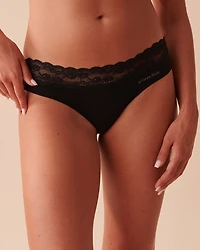 Culotte bikini coton et bande de dentelle
