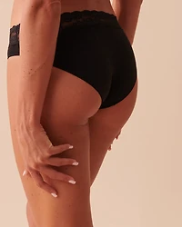 Culotte bikini coton et bande de dentelle
