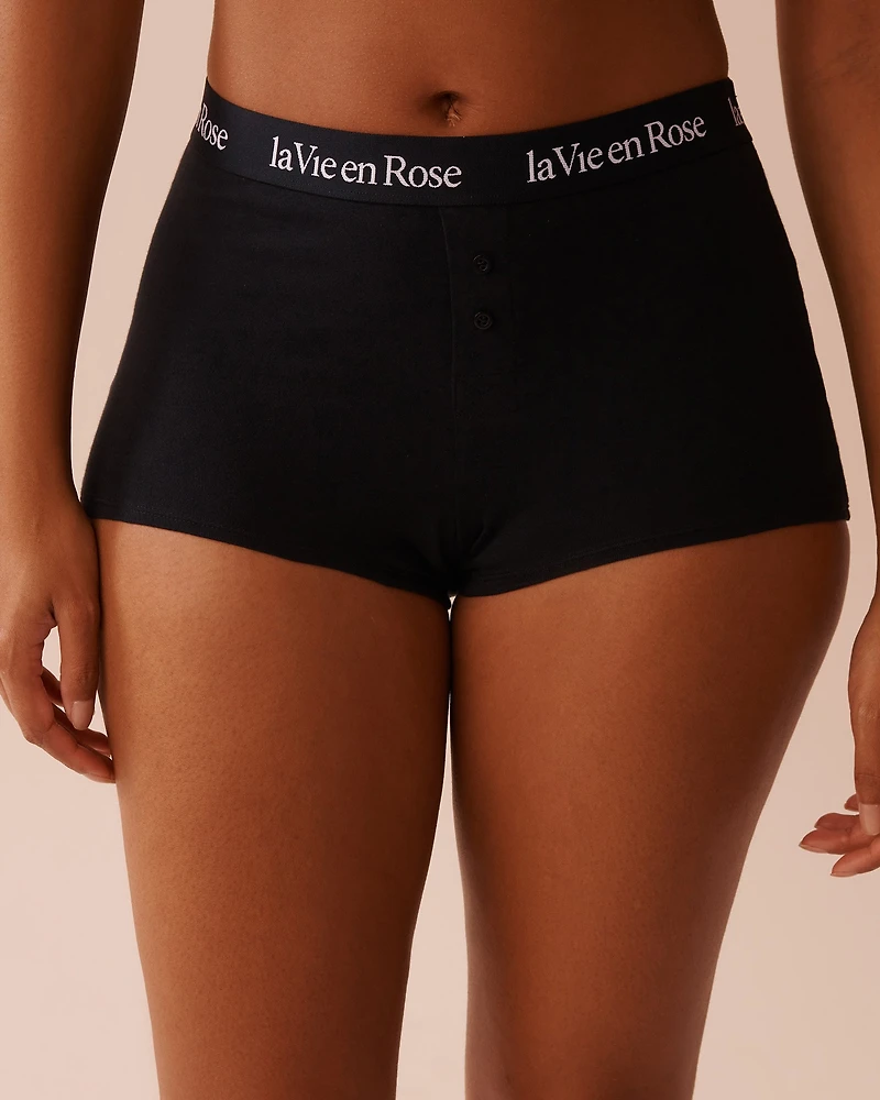 Culotte garçonne taille haute coton et bande élastique logo
