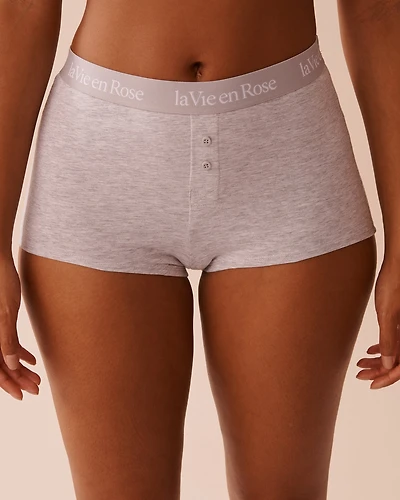Cotton and Logo Elastic Band High Waist Boyshort Panty