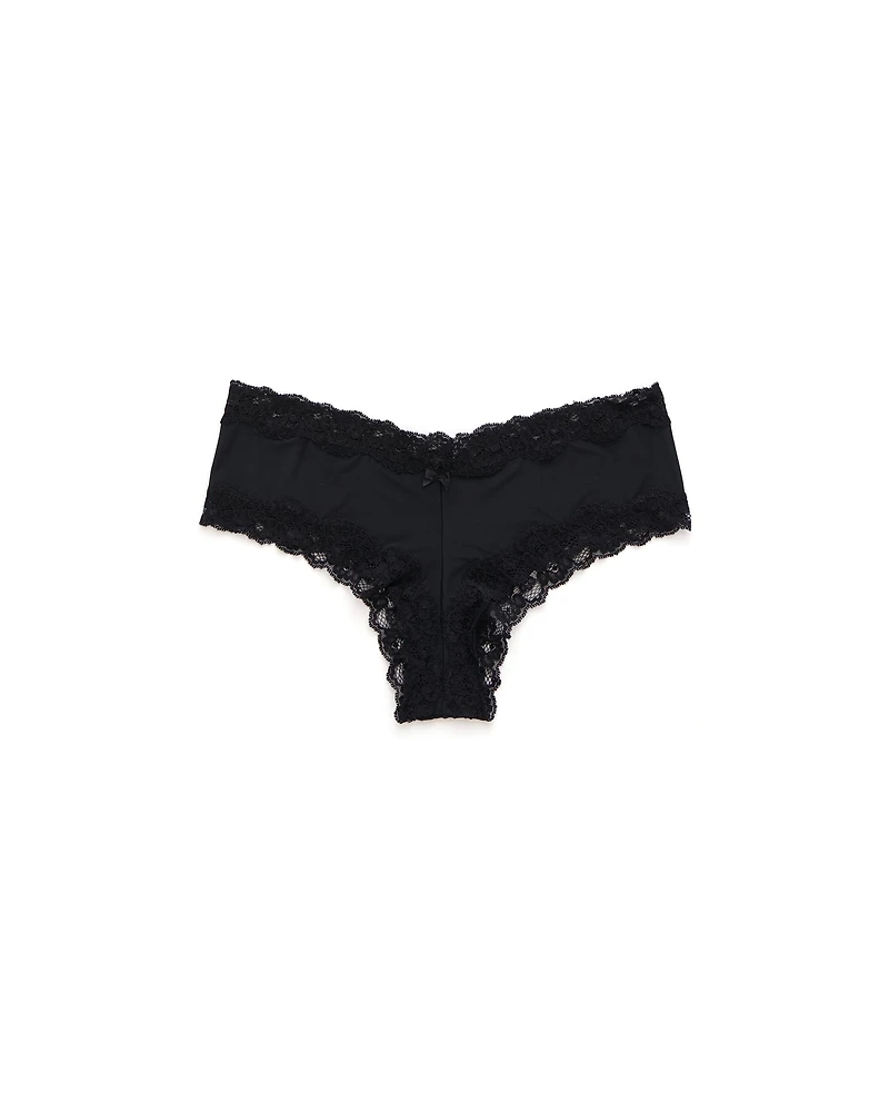 Microfiber and Lace Trim Cheeky Panty