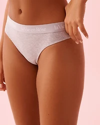 Cotton and Logo Elastic Band Thong Panty