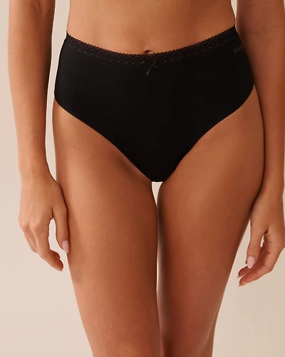 Super Soft Lace Trim High Waist Bikini Panty