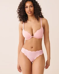 Scalloped Microfiber Thong Panty