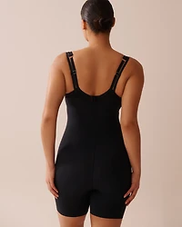 Medium Support Microfiber Mid-Thigh Open Bust Shaper Bodysuit
