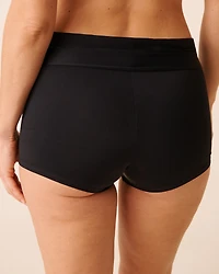 Bas de bikini garçonne bande taille pliée BLACK