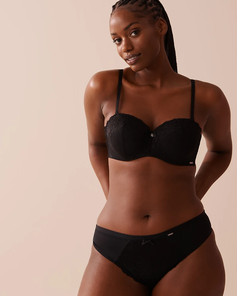 Culotte tanga microfibre et dentelle