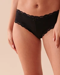 Cotton and Lace Trim Cheeky Panty