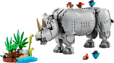 Wild Animals: Majestic Rhino with Birds