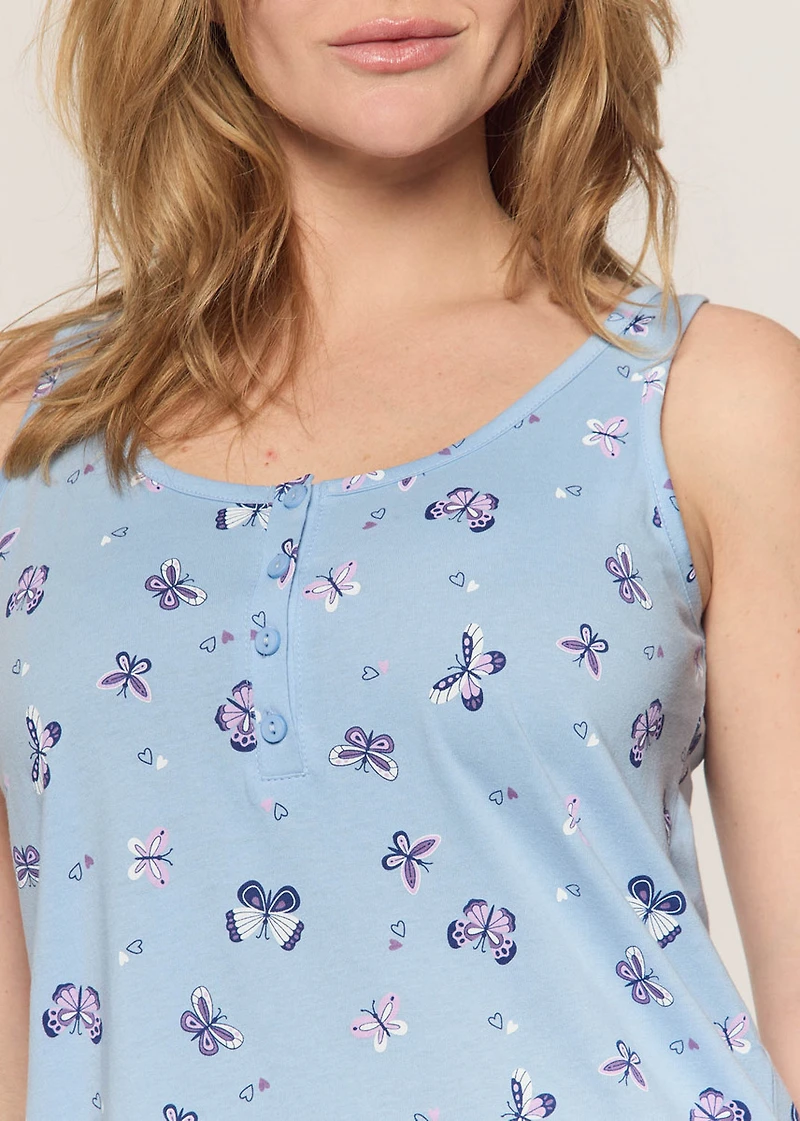 Sleeveless nightgown with butterflies