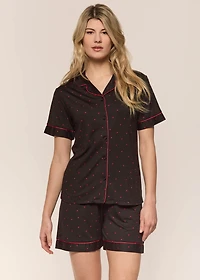 Ensemble pyjama court avec coeurs