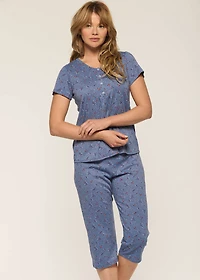 Ensemble pyjama capri à motifs de gui
