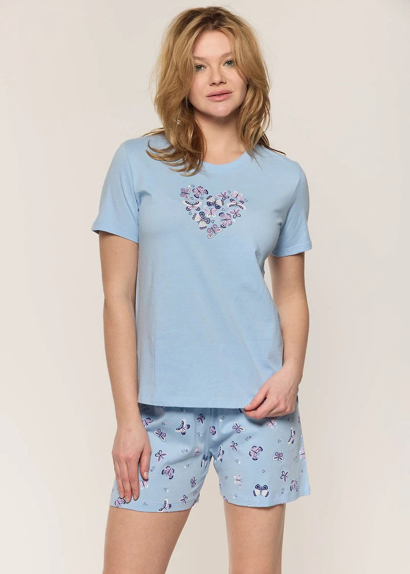 Ensemble pyjama bermuda avec papillions