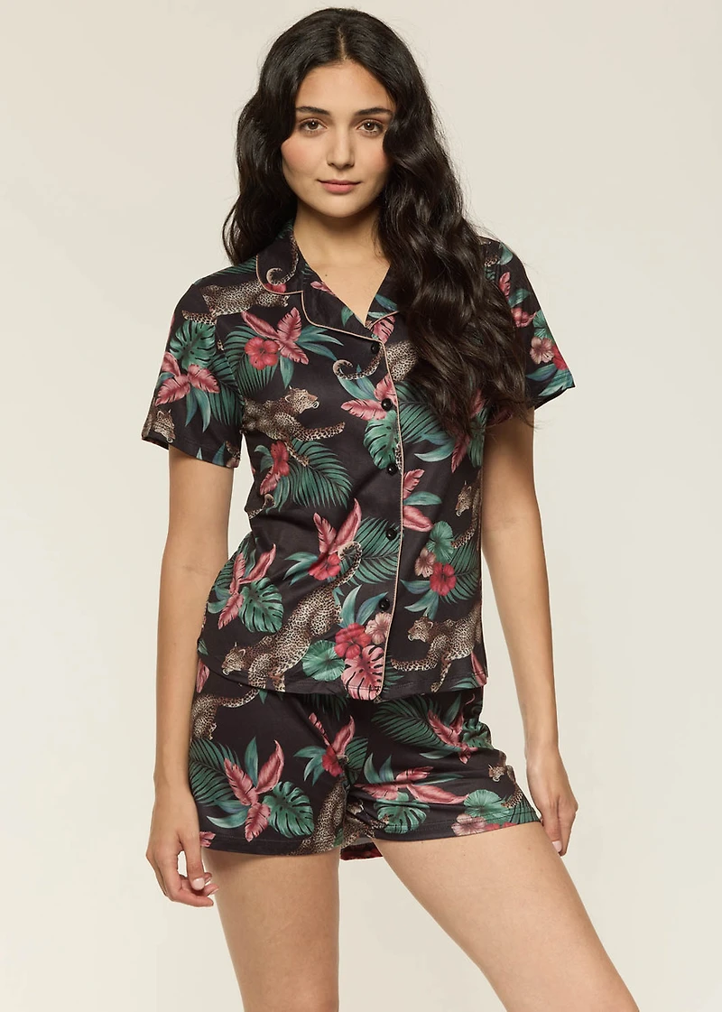 Short pyjama set with leopards