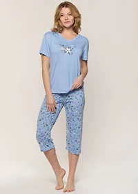 Capri pyjama set with  plain top
