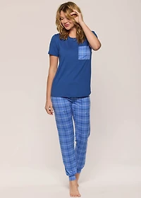 Plaid Pyjama Set with kittens