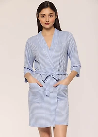 Robe de chambre courte lignée