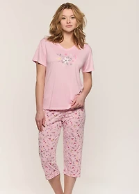 Capri pyjama set with  plain top