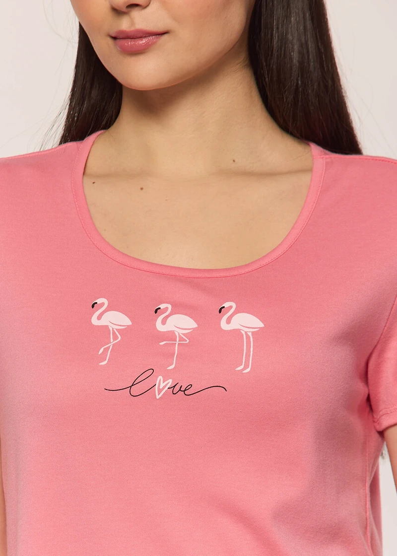 Short pyjama set with flamingo