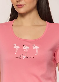 Short pyjama set with flamingo