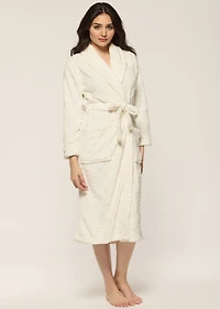 Long plush checkered robe