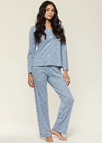 Long pyjama set with cats 100% Cotton