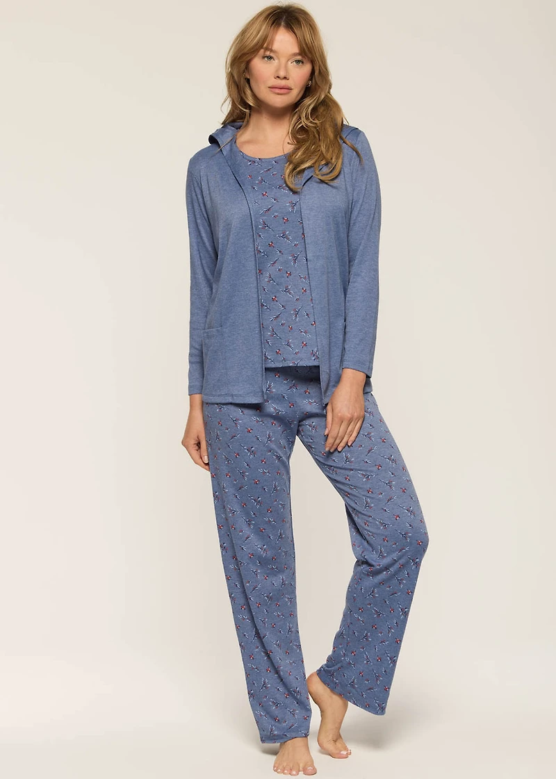 Ensemble pyjama 3 pièces à motifs de gui