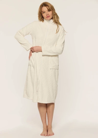 Plush robe with zipper